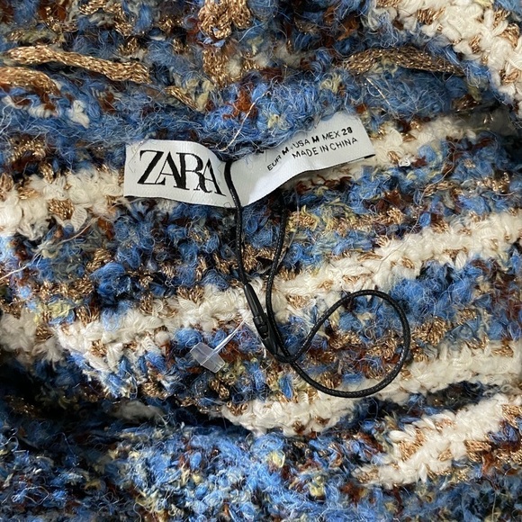 NWOT Zara Knit Tweed Metallic Boxy Oversized Hoodie size M - Picture 11 of 12